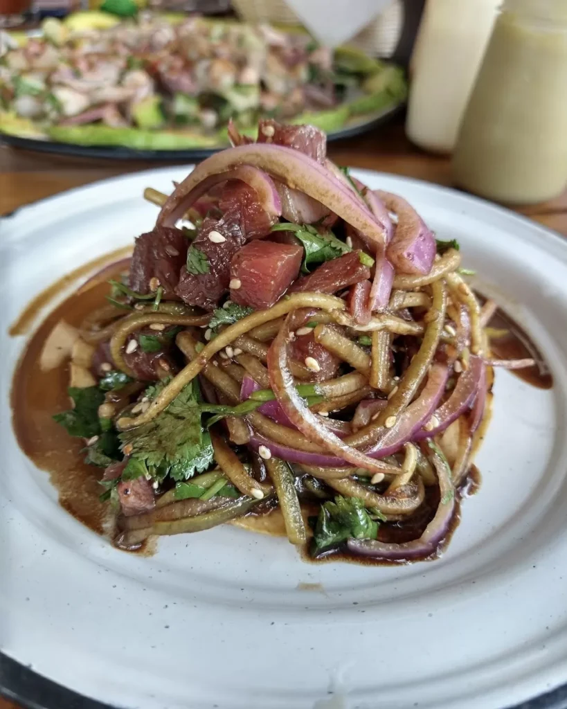 Pasta de mariscos en una marisquería de playa del carmen