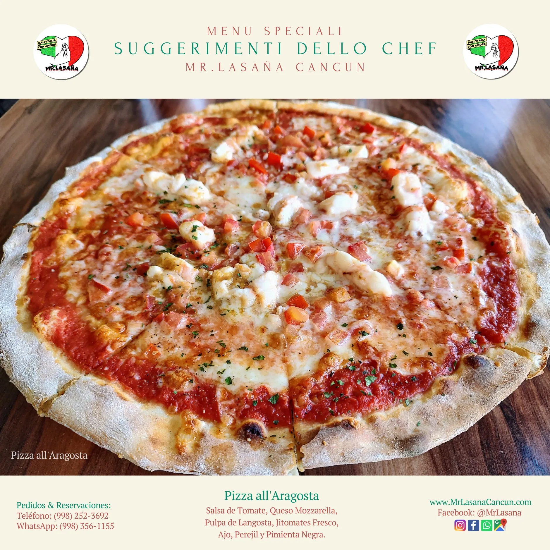 Pizzas artesanales en cancún restaurante italiano mr lasaña