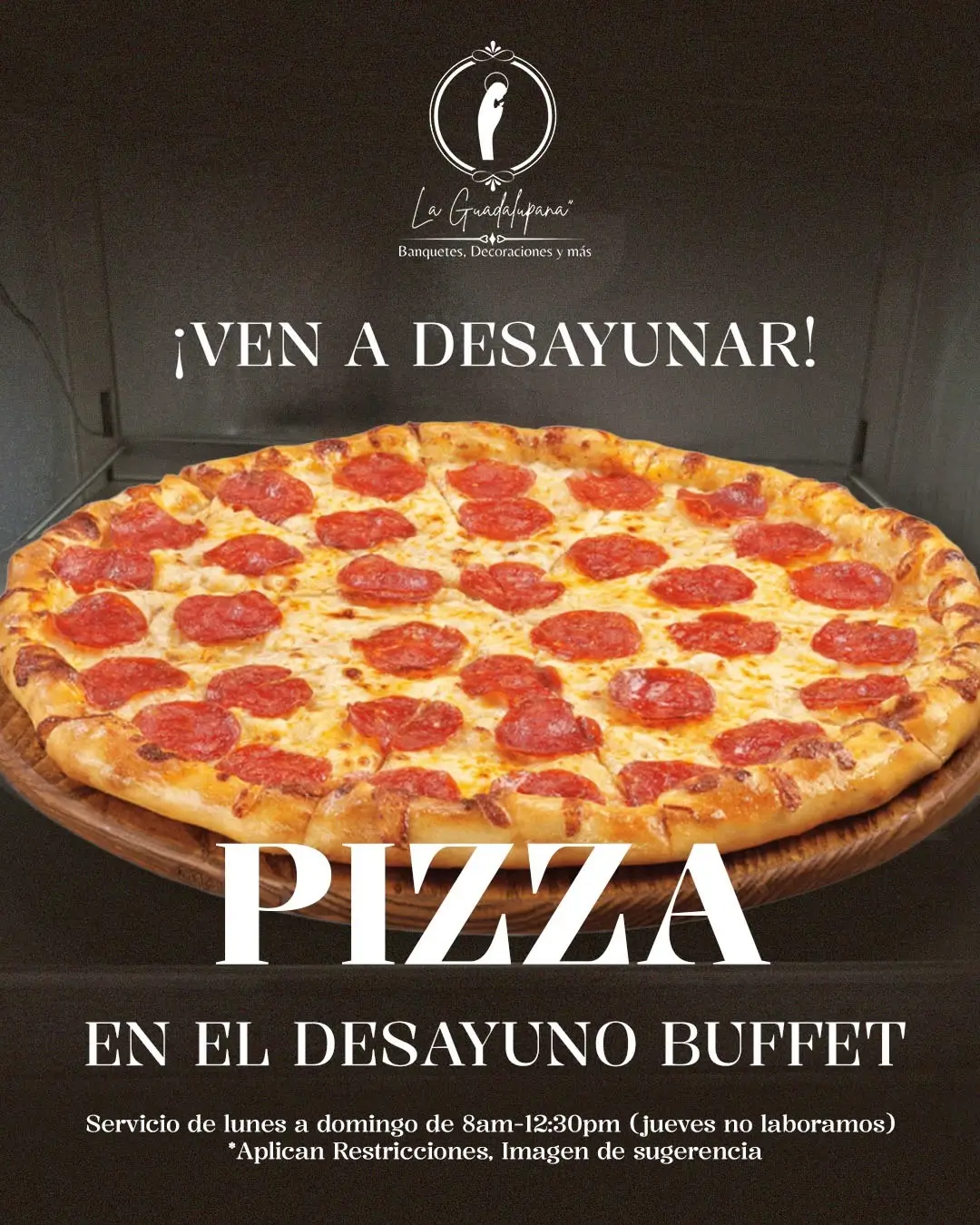 buffet de pizzas en el restaurante la guadalupana merida
