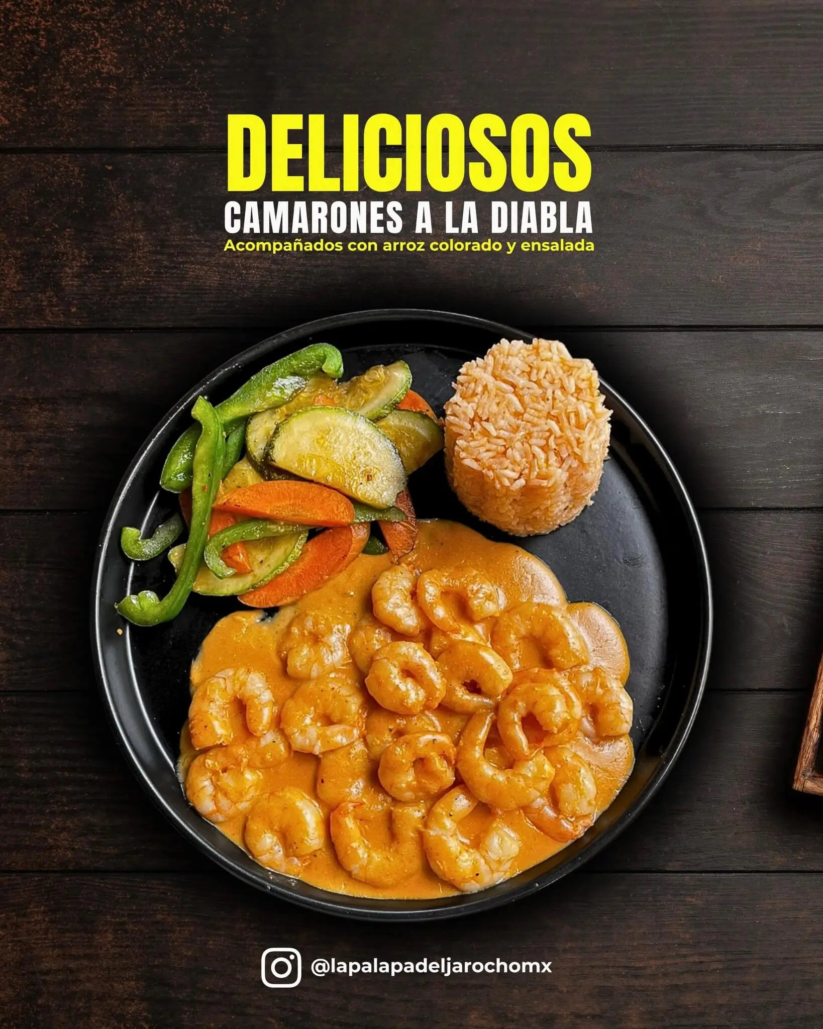 camarones a la diabla en el restaurante de mariscos la palapa del jarocho