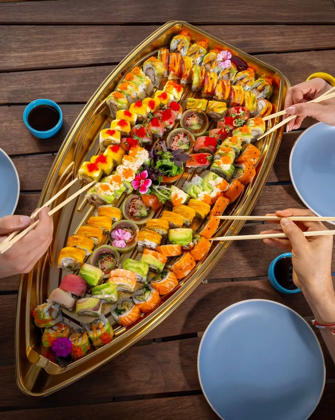 platillo para compartir de comida japonesa en merida en el restaurante sushi central