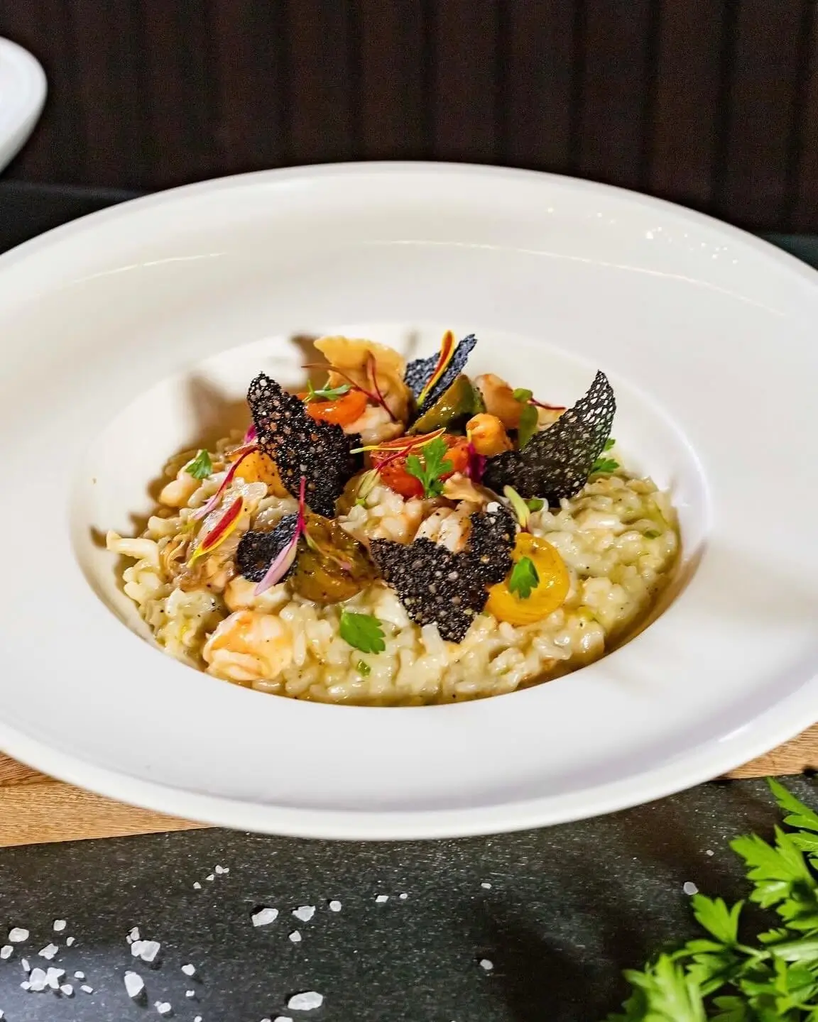 platillo gourmet del restaurante cenacolo en marina puerto cancun