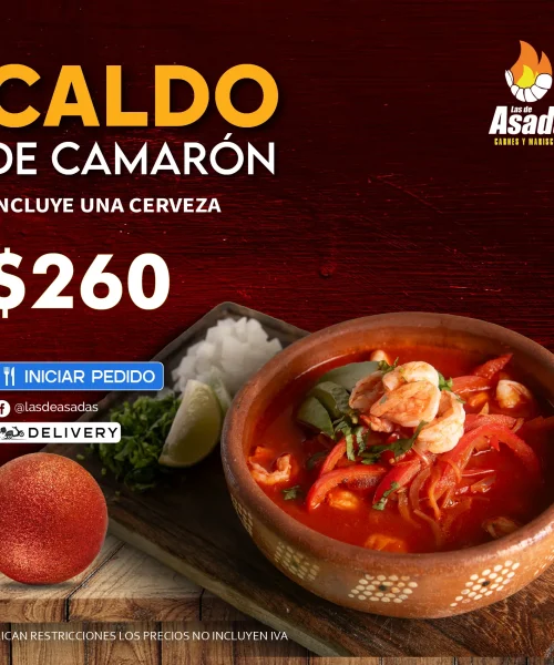 Caldo de camarón en las de asada