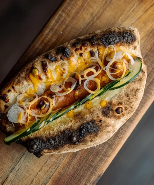 chorizo argentino con masa de pizza comida a domicilio en patio 34 pizza bar