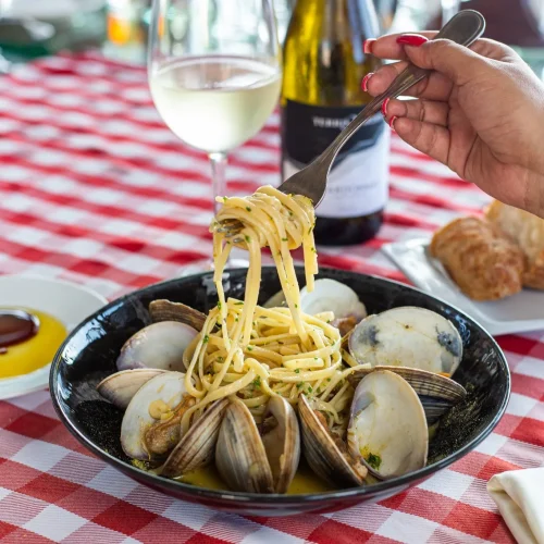Pasta con ostiones restaurante limoncello cancun