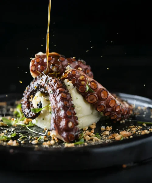 Pulpo a la parilla en sonora prime restaurante en la 5ta avenida playa del carmen