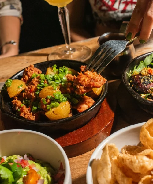 Comida en el restaurante catrin en el centro histórico