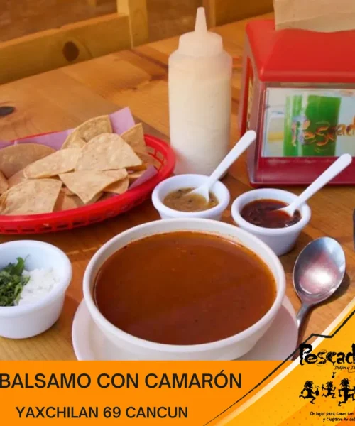 Sopa de camarones restaurante pescadios cancun