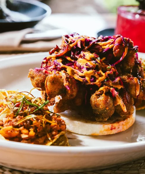 Tostadas de mariscos en el oasis